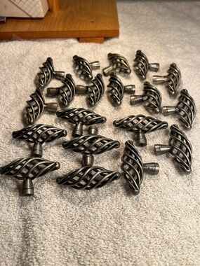 19 Pewter Style Metal Birdcage Twisted Cabinet Knobs Drawer Pulls 2 1/4” W/Screw